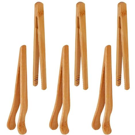 Pince en Bambou 10 Pcs Pince à Pain en Bois Pince de Cuisine Pour