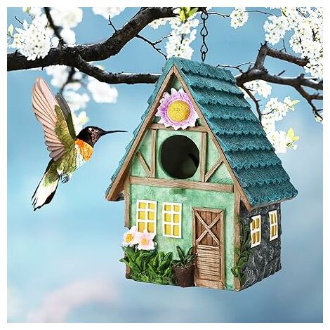 Maison d'oiseau suspendue pour le décor de jardin extérieur, nichoir en  résine faite à la main Ornements décoratifs de nichoir pour patio
