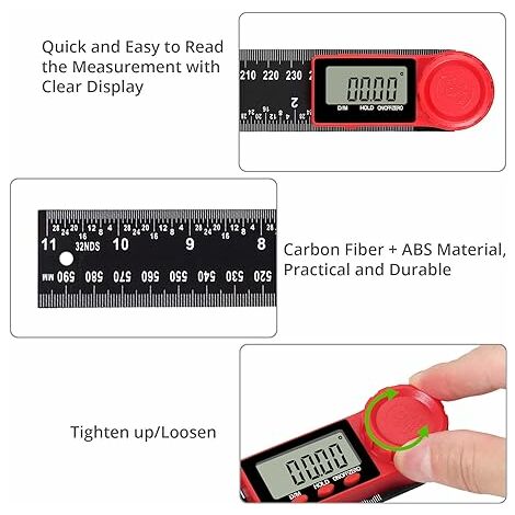 Goniomètre Numérique Multifonction Quatre en Un avec Affichage Numérique  Fausse Equerre Digitale pour Meubles en Bois Décoration des Matériaux de