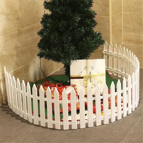LTS FAFA Clôture d'arbre de noël en PVC blanc, 10 pièces, clôture Miniature  détachable, décoration