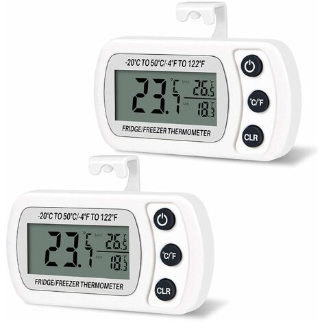 LTS FAFA 2pcs Refrigerator Thermometer Waterproof Digital Refrigeration  Thermometer Indoor Thermometer with Hook LCD display maximum