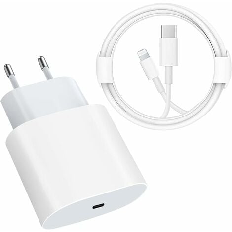 Chargeur Rapide USB C pour iPhone【Certifié MFi Apple】20W PD 3.0 USB C Mural  Adaptateur Alimentation de Charge avec 2M Lightning Chargeur Câble
