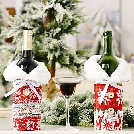 Couvertures de bouteille de vin rouge de bonhomme de neige de flocon de  neige d'hiver