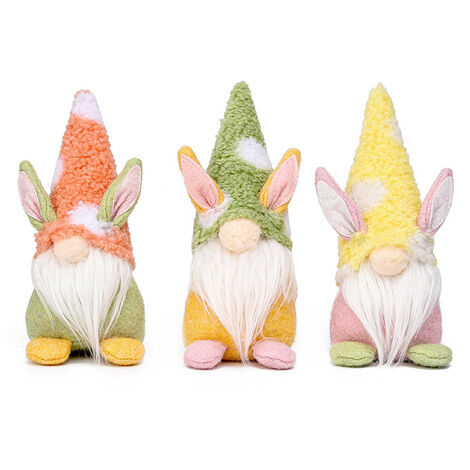 Fournitures de fête, décoration de pâques, Figurines Gnome, ornement de  Table, décoration de printemps, lapin en peluche, poupée en peluche lutin