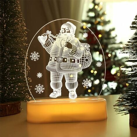 LTS FAFA Lampe 3D Noël Lampe de Chevet LED Enfant Veilleuse 3D Noël Lampe  de Nuit
