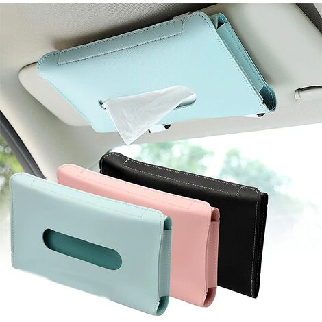 LTS FAFA Boîte à mouchoirs de voiture en cuir PU pare-soleil de voiture  support de boîte à mouchoirs suspendu 23×13×2.5 cm accessoires de  décoration de stockage intérieur de voiture 1 pièces (bleu)