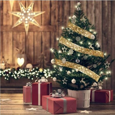 LTS FAFA 1 Ruban Sapin Noël Pailleté LED Guirlande Lumineuse pour  Decoration Sapin Noel - (lumière chaude) Longueur: 1m