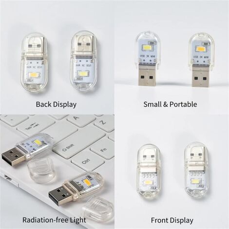 Lampe LED USB pliable pour lecture, 5V, 1.2W, 2 pièces, idéale