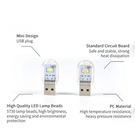 Lampe LED USB pliable pour lecture, 5V, 1.2W, 2 pièces, idéale