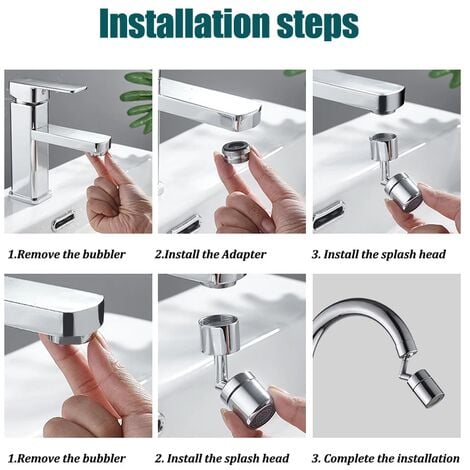 LTS FAFA Rallonge de robinet de cuisine rotative à 1080 ° Adaptateur de  buse de robinet d'économie d'eau Filtre anti-éclaboussures universel