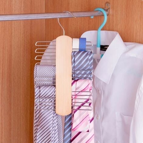 LTS FAFA Porte-cravates cintre support foulard en soie ceinture organisateur  stockage en bois support suspendu