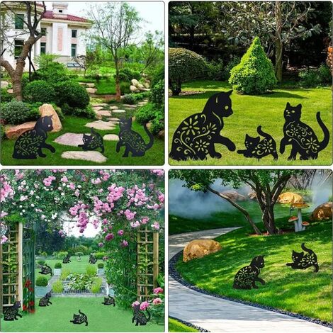 Piquet de Jardin en métal rouillé - Décoration de Jardin en Forme de Chat :  : Jardin
