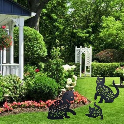 LTS FAFA Décoration de Jardin Chat 3pcs,Cat Yard Art Jardin Statues  Métalliques Déco,pour Cour
