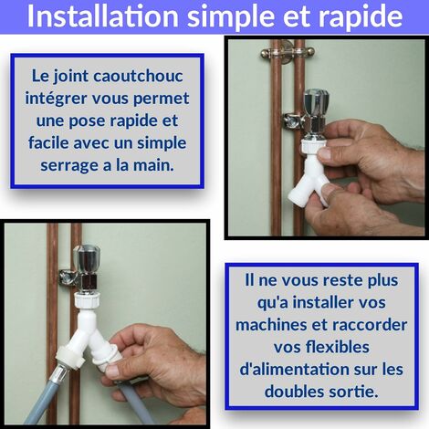LTS FAFA Robinet Double Machine a laver/Raccord Y Pour Robinet Extérieur/Lave  Linge/Adaptateur Tuyau