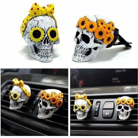 LTS FAFA Décorations d'Halloween de parfum de voiture de crâne, accessoires  de voiture de crâne