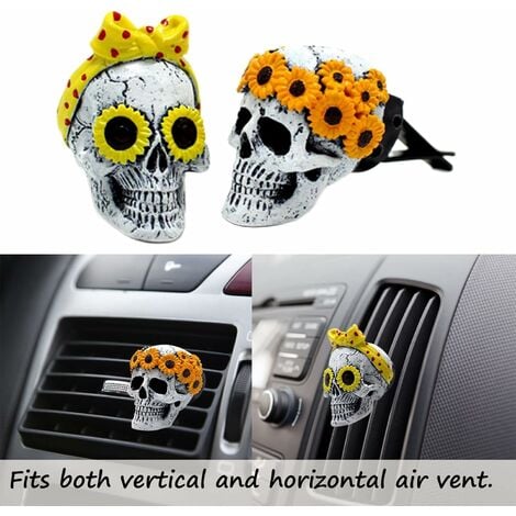 LTS FAFA Décorations d'Halloween de parfum de voiture de crâne, accessoires  de voiture de crâne