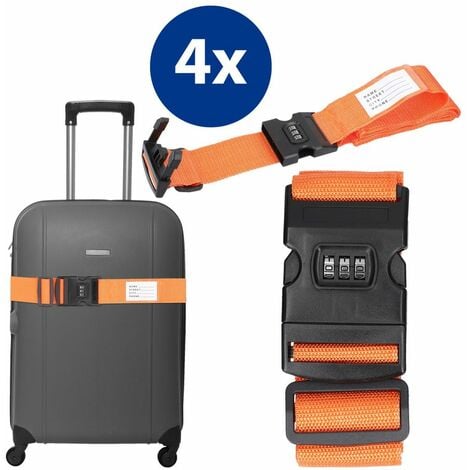 LTS FAFA Sangles à bagages avec serrure à combinaison, jeu de sangles à  bagages, sangle à bagages réglable jusqu'à 200 cm / visible et longue, par  lot de 4, orange