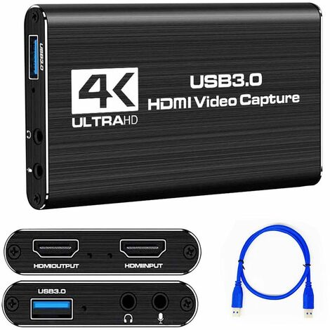 LTS FAFA Carte de capture de jeu Carte de capture audio vidéo 4K HDMI USB  3.0 Dispositif de capture vidéo Full HD 1080P pour l'enregistrement de jeux