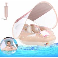 LTS FAFA Bouee Bebe avec Parasol Amovible Rose Siege Bébé Bouee Piscine Enfant de 6 à 36 Mois Nouveau Bouée de Natation Gonflable avec Flotteur Anti-Basculement