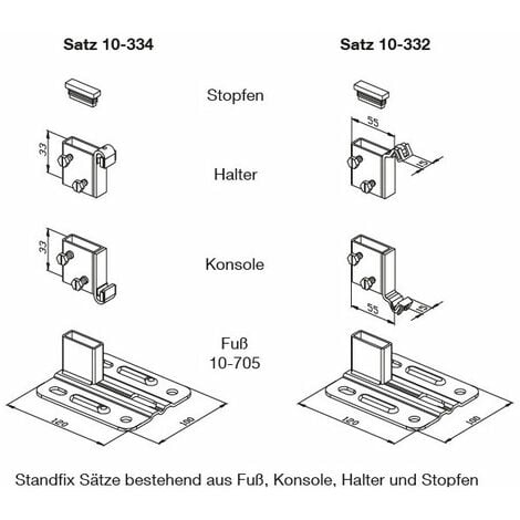 Universal Standkonsole 2 Stk. f. Heizkörper Standfuß BH 300 400 500 600 mm  - Fraten