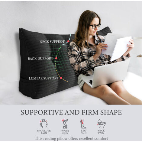 Cuscino Triangolare Grande Per Testiera Del Letto | Cuscino Da Lettura In Schiuma Raffreddante | Ideale Per Leggere A Letto - 2
