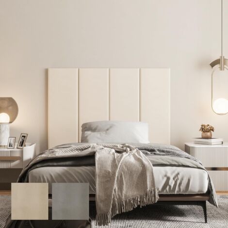 VERCART Cuscino da parete per letto singolo e matrimoniale, pannelli da parete imbottiti in pelle, confezione da 4 cuscini da parete 3D, autoadesivi, impermeabili, Beige, 90CM