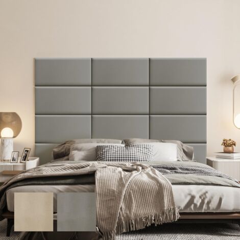 VERCART Testiera da parete per letto singolo e matrimoniale, pannelli da parete imbottiti in pelle, confezione da 12 cuscini da parete 3D, autoadesivi, impermeabili, decorazione da parete acustica, 60