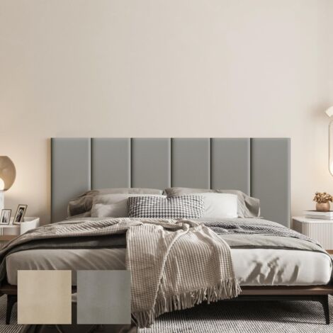 VERCART Testiera da parete per letto singolo e matrimoniale, pannelli da parete imbottiti in pelle, confezione da 6 cuscini da parete 3D, autoadesivi, impermeabili, decorazione da parete acustica, 90C
