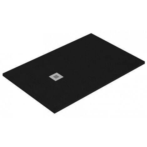 Receveur de douche Ardesia extra-plat et gel coat antidérapant NOIR Siphon en cadeau 100X140 Ral 9005 (1/5)