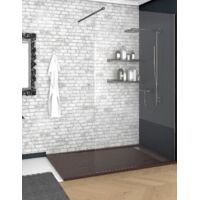Receveur de douche À CADRE LATÉRAL DELUXE - Résine et charges minérales - Texture Ardoise - Antidérapante C3 - Fourni avec grille et siphon - Marron 70X090 Ral 8017