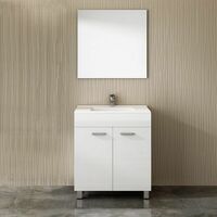 Mueble de baño Eco 3 piezas – mueble, lavabo y espejo 75 Cm Blanc brillant