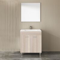 Mueble de baño Eco 3 piezas – mueble, lavabo y espejo 80 Cm Estepa