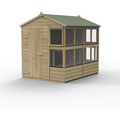 8' x 6' Forest 25yr Guarantee Shiplap Pressure Treated Potting Shed (2 ...