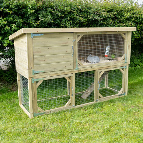 6 4 x 2 5 Forest Hedgerow Wooden 2 Tier Rabbit Hutch 1.94m x 0.74m