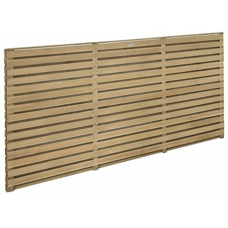 Forest 6' x 3' Pressure Treated Contemporary Double Slatted Fence Panel (1.8m x 0.91m) - Pressure treated