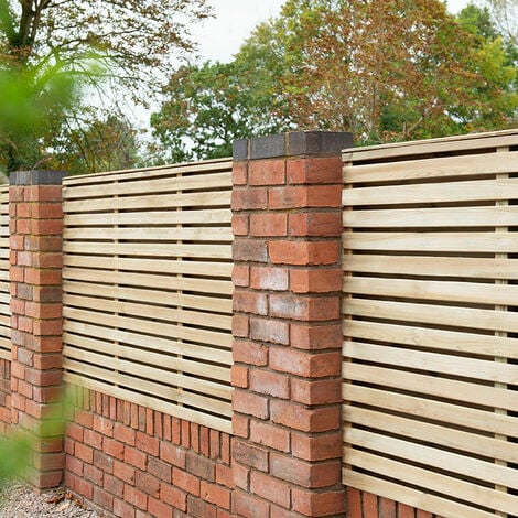 Forest 6' x 4' Pressure Treated Contemporary Double Slatted Fence Panel (1.8m x 1.2m) - Pressure treated
