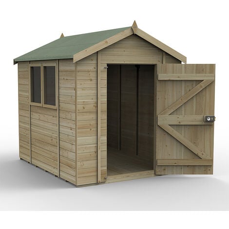 8' x 6' Forest Premium Tongue & Groove Pressure Treated Apex Shed (2.5m x 1.98m) - Natural Timber