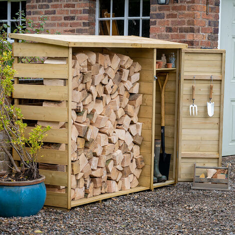 6’5 x 2’3 Forest Pent Logstore with Tool Storage (2m x 0.7m)