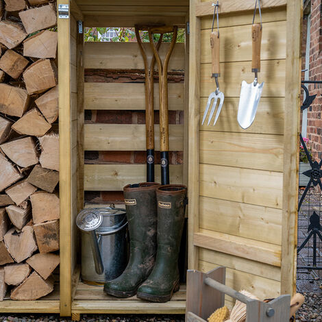 6’5 x 2’3 Forest Pent Logstore with Tool Storage (2m x 0.7m)