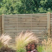 Forest 6' x 5' Pressure Treated Contemporary Double Slatted Fence Panel (1.8m x 1.5m) - Pressure treated