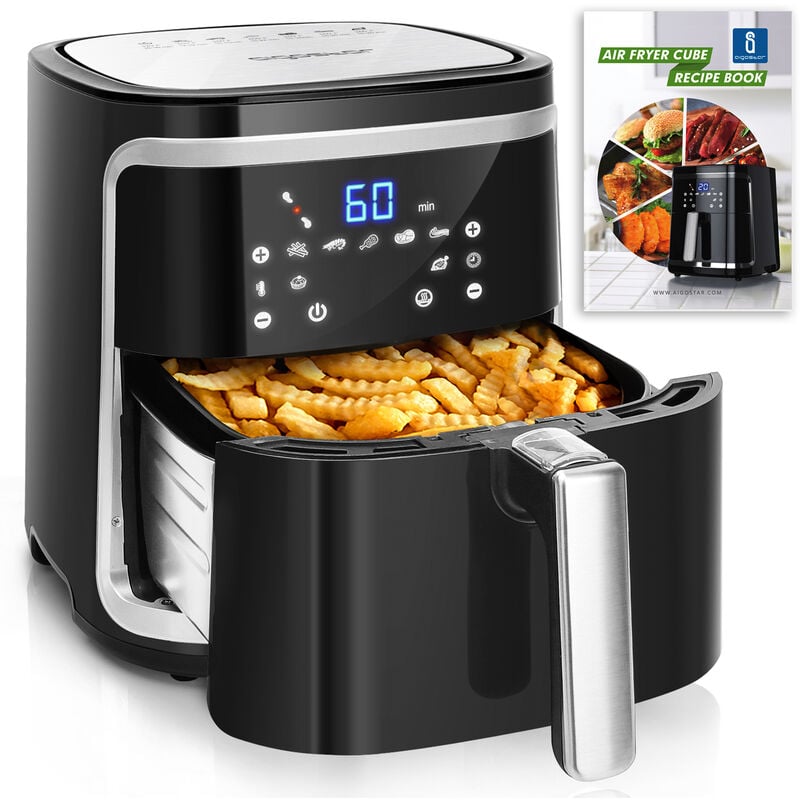 Freidora de aire - Freidora de aire sin aceite, 3,5 litros, 1500W Aigostar  Mini Cube AIGOSTAR, 1500 W, Negro