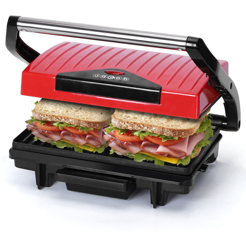 Great Jacob Gloria sandwichera 1500w panini grill parrilla potencia placas con revestimiento antiadherente asa de toque almacenamiento vertical libre bpa rojo y negro sandwichera，1500w