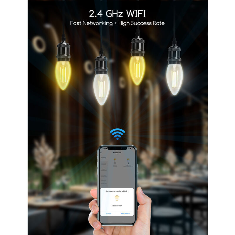 Bombilla Filamento Inteligente Wifi E14 G45 4.5W Aigostar