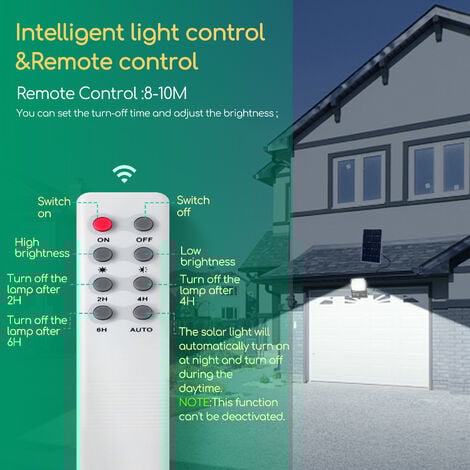 Aigostar - Foco proyector LED solar con mando a distancia,100W,6500K luz blanca.Resistente al agua IP66.Perfectos para interior y exterior jardín,patios,caminos o garajes,Longitud de cable 2M.