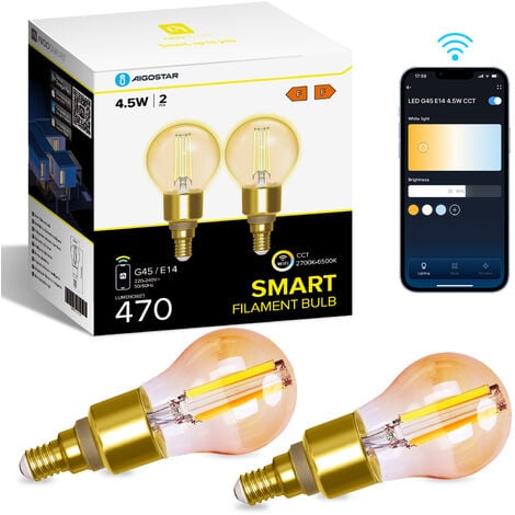 Bombilla LED Inteligente Smart C37 E14 Vela Dimable CCT+RGB 6W WiFi  Compatible con Alexa y Google Home • IluminaShop