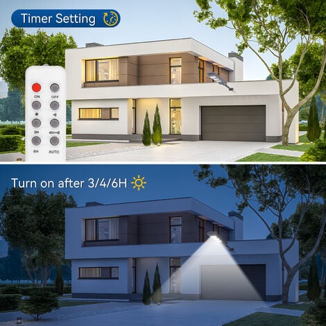 Aigostar Foco Solar Exterior Con Sensor de Cuerpo,Luz de Calle Solar de Control Remoto de 150W,1500LM Luz Blanca Fría IP65 Farolas Solares,Luz Solar Exterior Adecuada Para Jardín,Patio,Calle