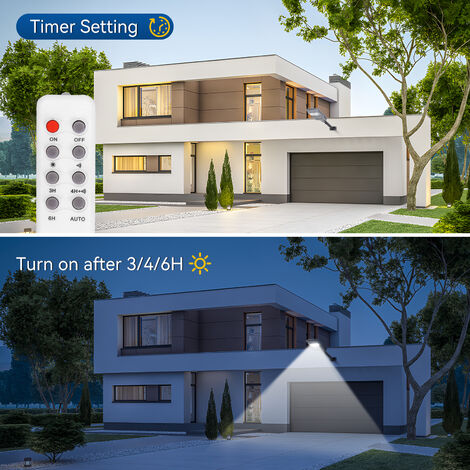 Aigostar Foco Solar Exterior Con Sensor de Cuerpo,Luz de Calle Solar de Control Remoto de 50W,500LM Luz Blanca Fría IP65 Farolas Solares,Luz Solar Exterior Adecuada Para Jardín,Patio,Calle