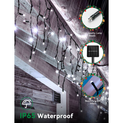 Aigostar Cortina Luces Navidad Exterio Para Exteriores, 3M+5M0.6M 100 LED 8 Modos, Luces Navidad Cortina IP65 Luces LED de Cortina de Carámbano Para Bodas, Fiestas, Navidad, Blanco frio