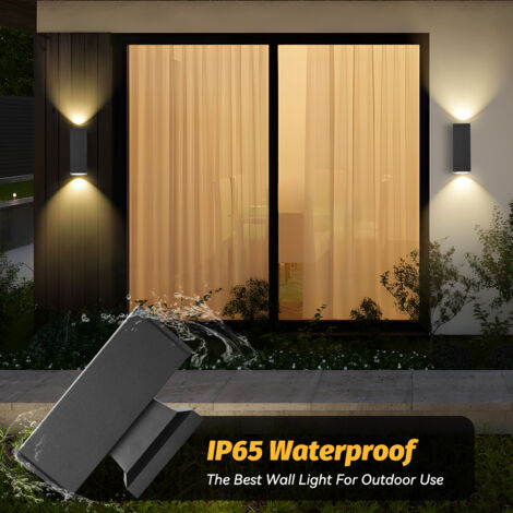Applique Murale Extérieure GU10 - Aluminium, IP65 étanche - Éclairage Haut/bas Pour Jardin, Entrée, Patio - Lot De 2 (noir)