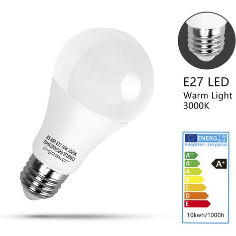 Bombilla LED E27, 10W, 800lm, Luz calida 3000K, 5 unidades, Aigostar